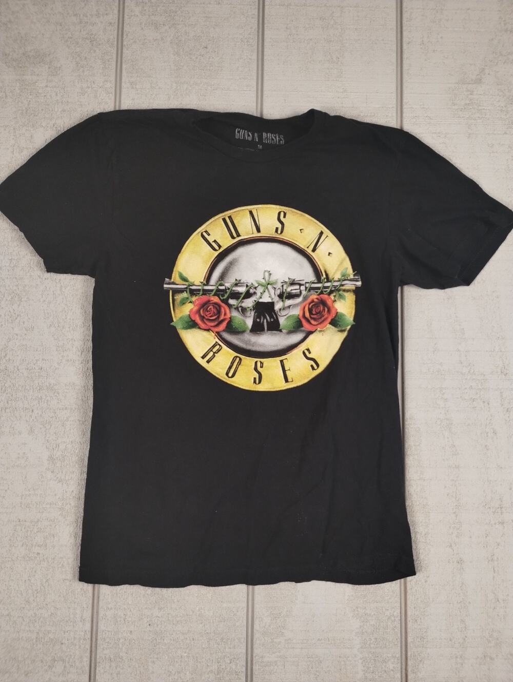 Guns N' Roses Bullet Logo Graphic Crewneck T-Shirt Mens M Black Rock Hard Rock